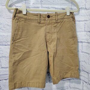 Abercrombie & Fitch Men's Khaki shorts flat front size 28 stretch 8" inseam